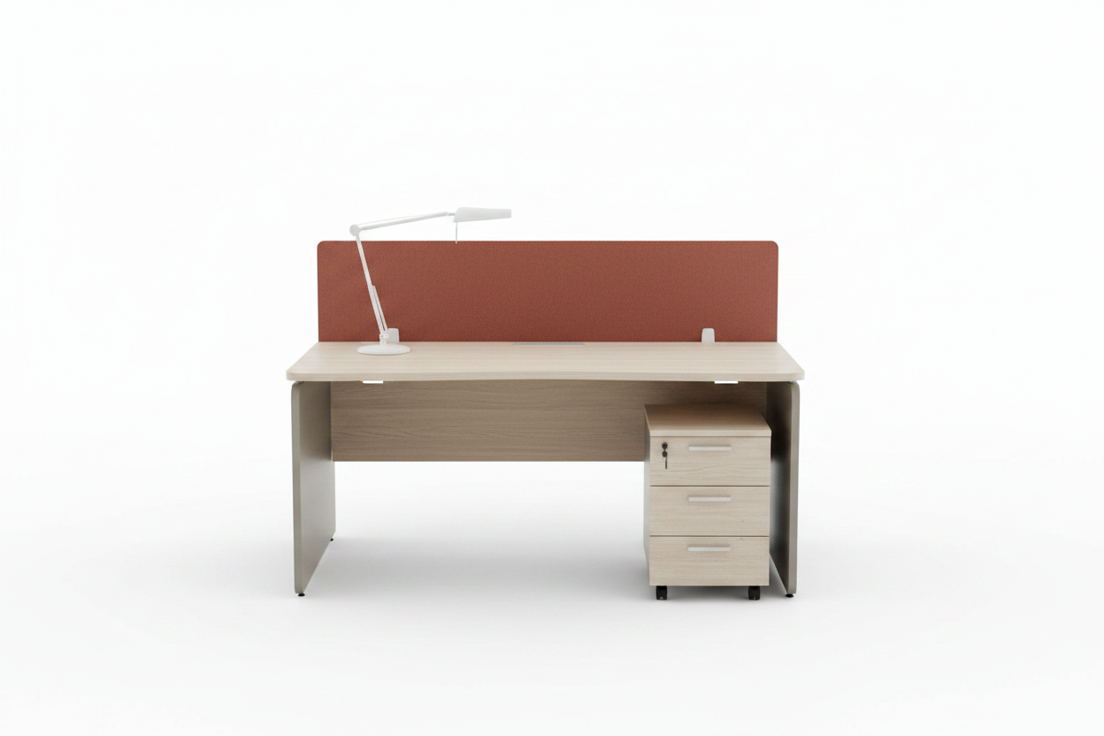 Oak Workstation Desk with  Divider