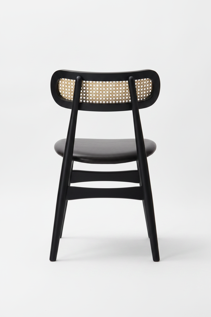 Cane & Leather Dining Chair