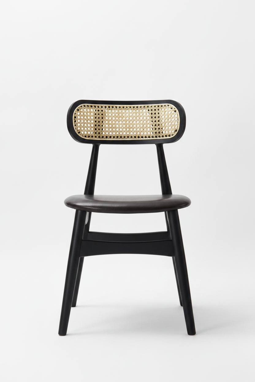 Cane & Leather Dining Chair