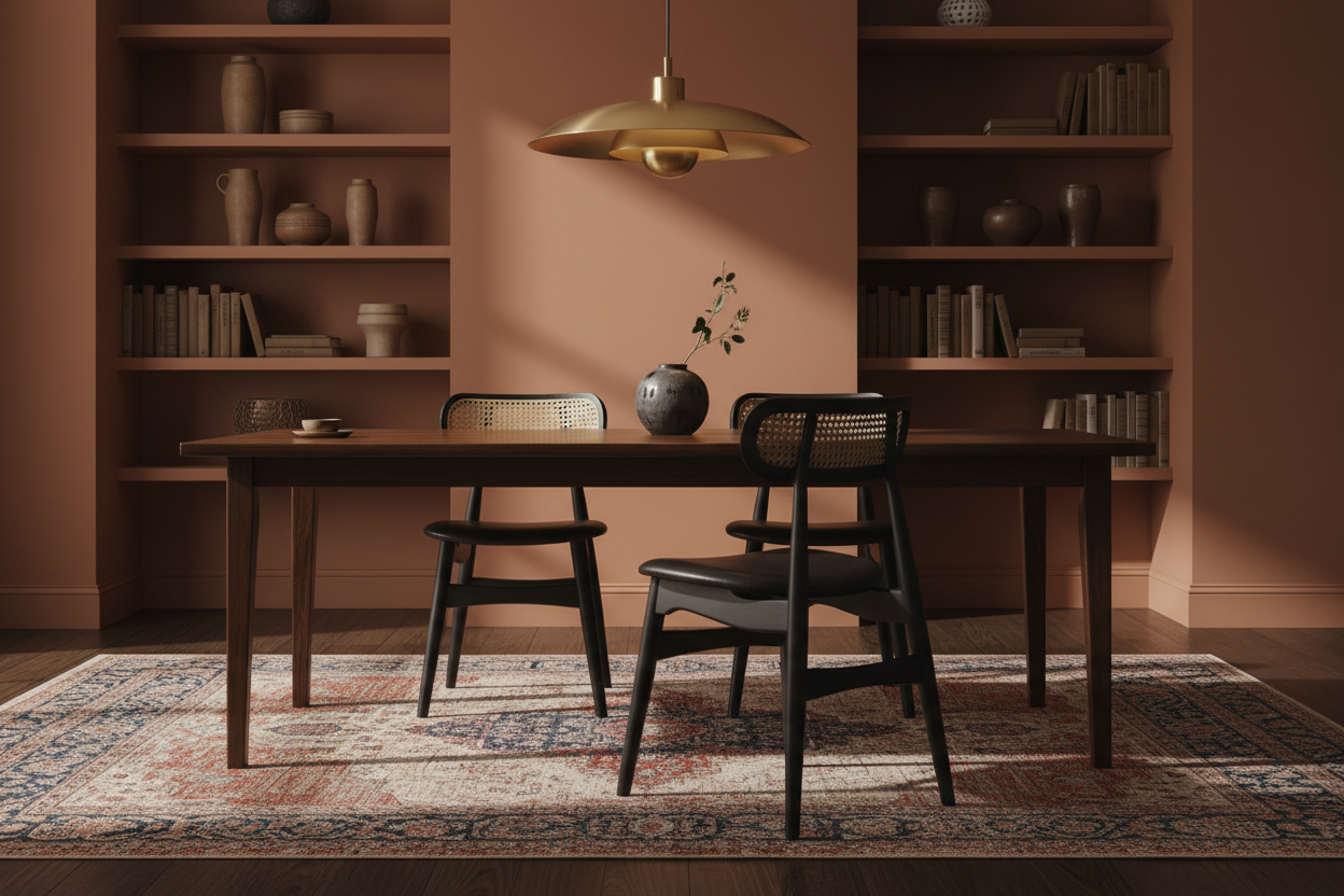 Cane & Leather Dining Chair