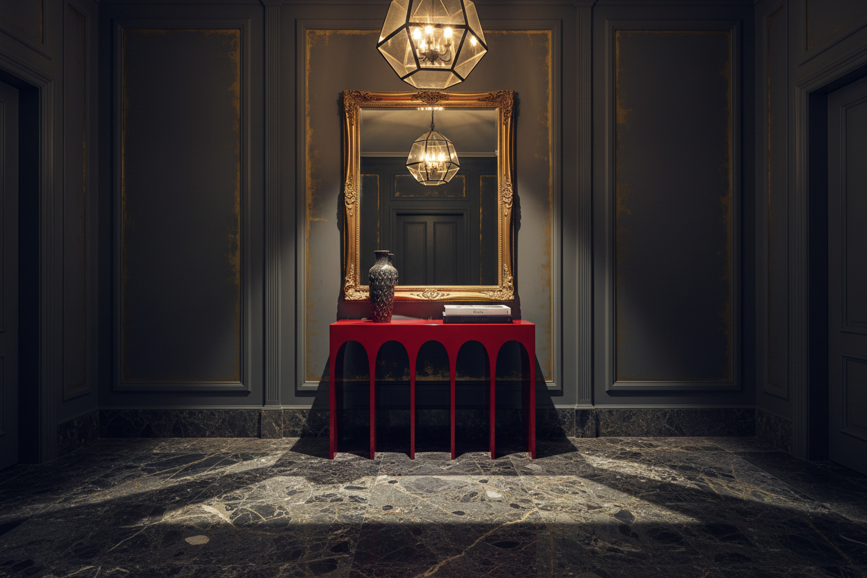 Red Arch Console Table