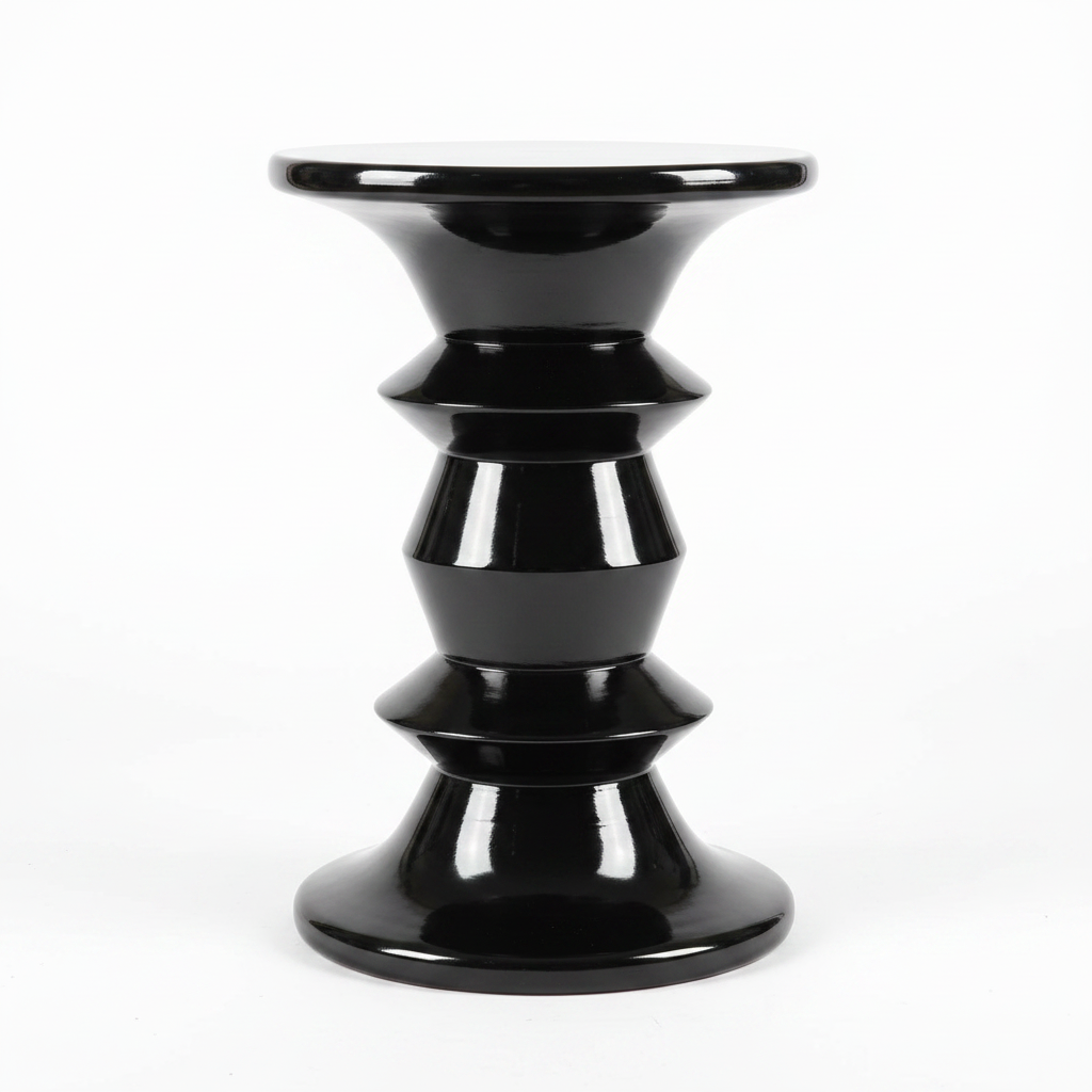 Glossy Black Sculptural Side Table