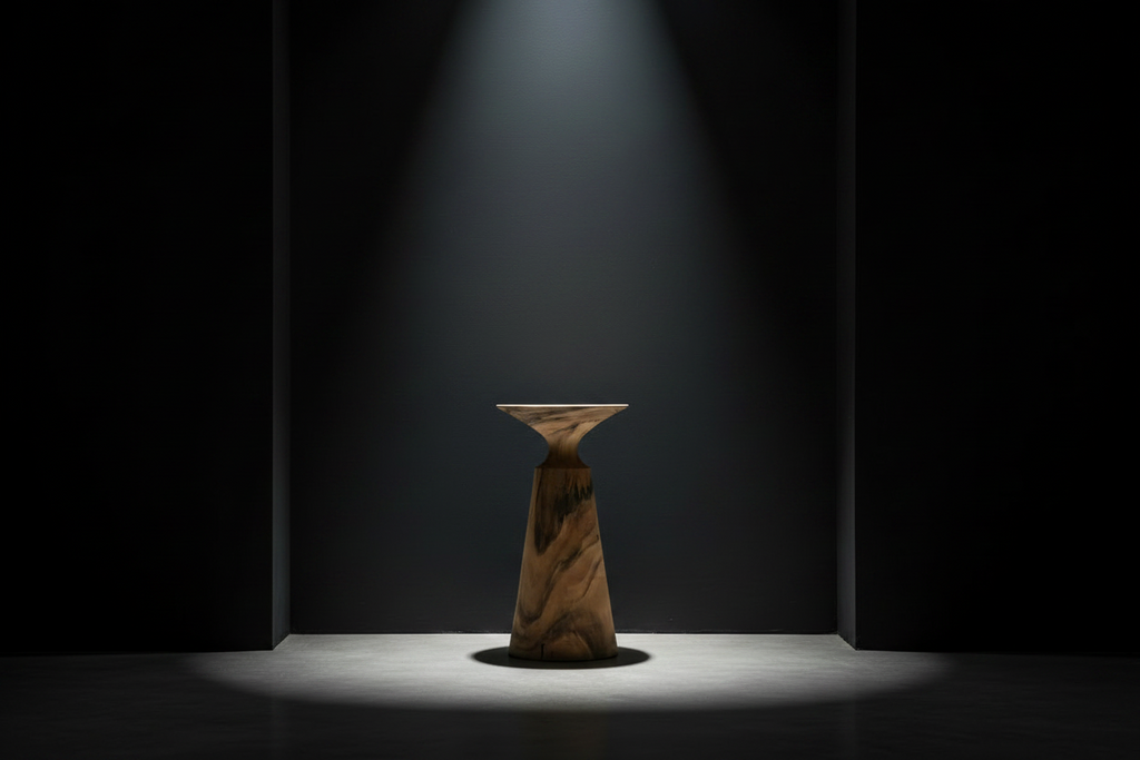 Sculptural Solid Wood Side Table