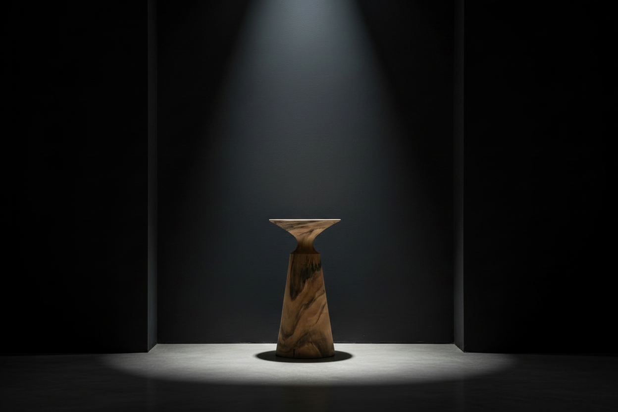 Sculptural Solid Wood Side Table