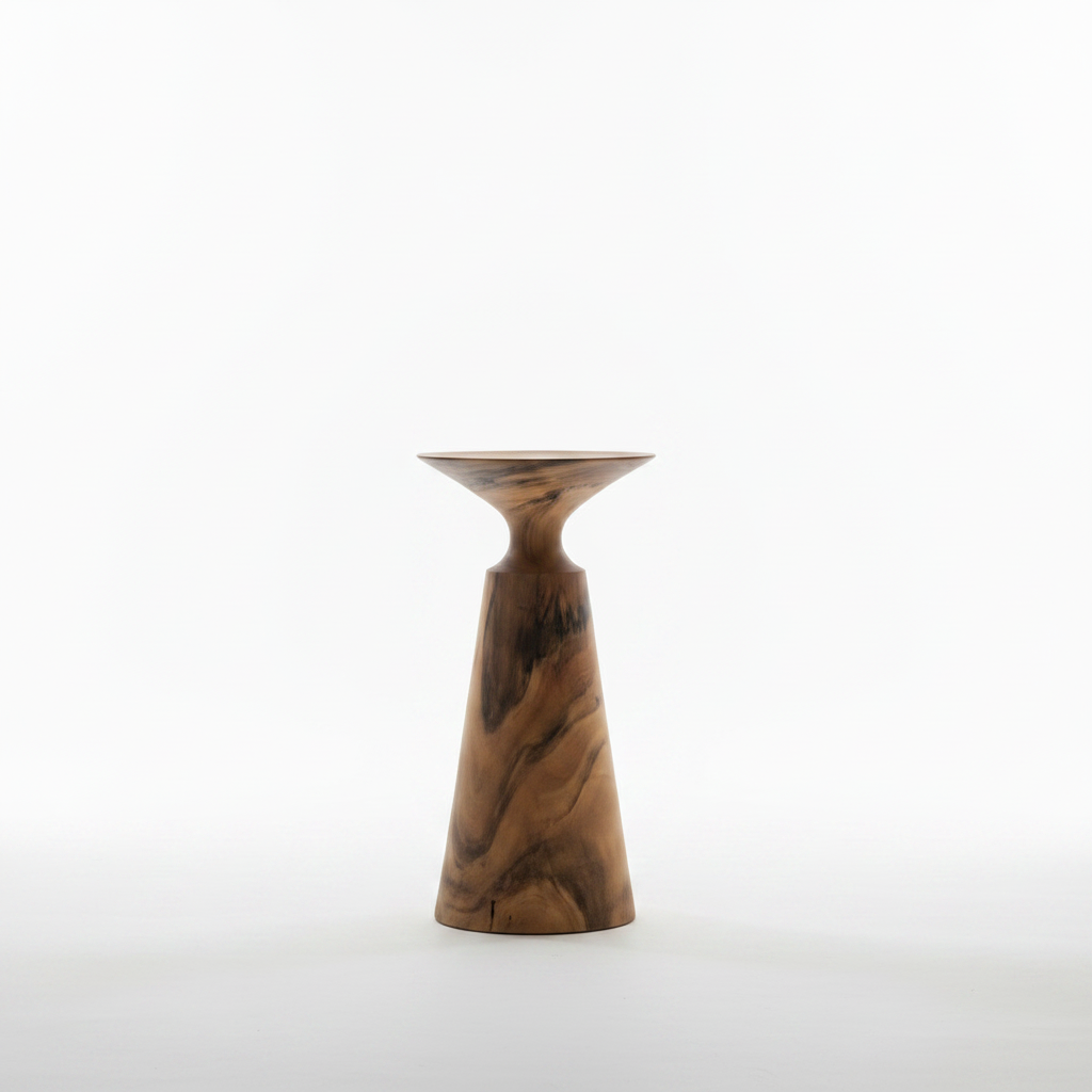 Sculptural Solid Wood Side Table